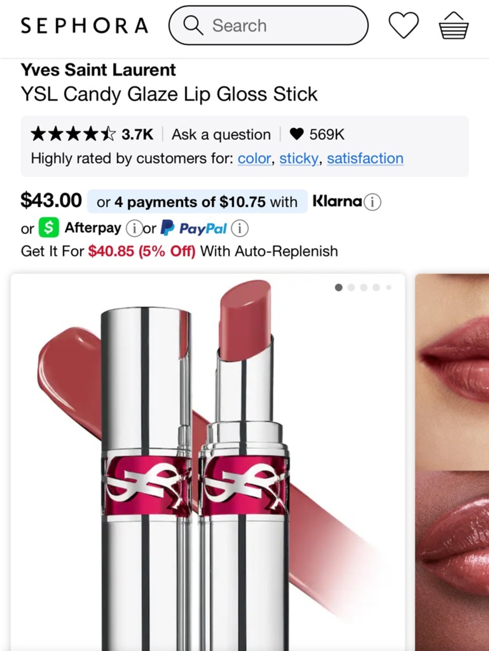 Yves Saint Laurent Candy Glaze Lip Gloss Stick — Watermelon High